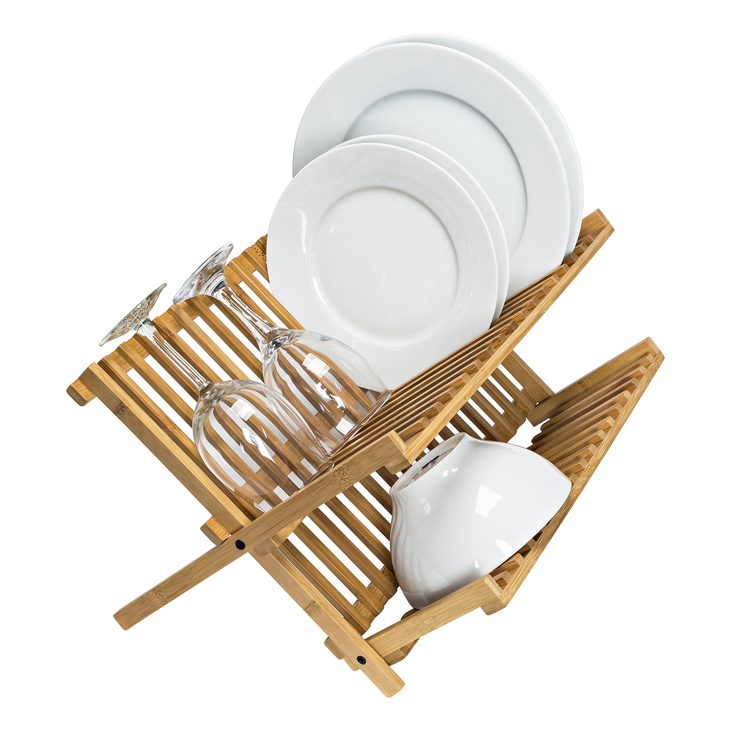 Honey-Can-Do Bamboo Drying Rack for Clothes - Foldable Space Saving Laundry Organizer for Small Spaces, Bathroom, Kitchen & Closet Storage