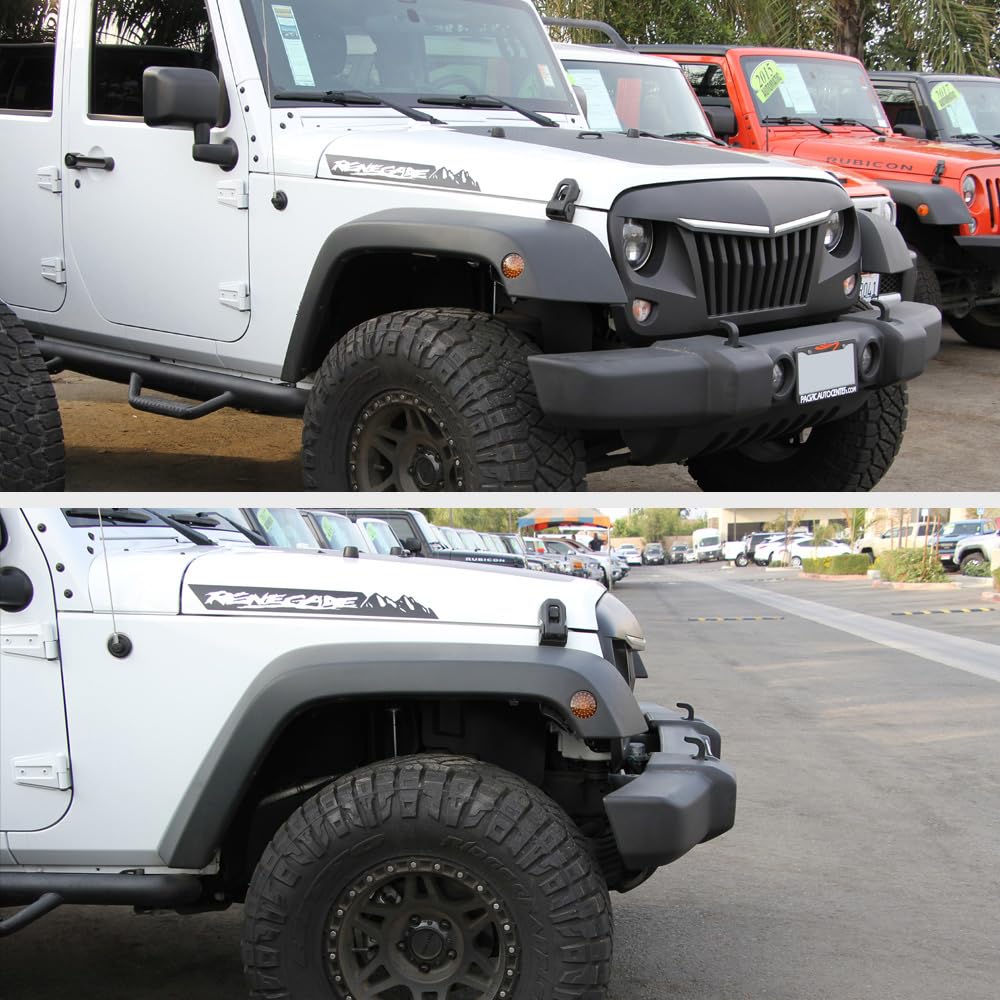 VIPMOTOZ Smoked Lens Full Amber LED Side Marker Light Fender Lamp Assembly - Replacement for 2007-2018 Jeep Wrangler JK (Driver & Passenger Side) | Durable Off-Road Lighting Upgrade for Enhanced Visibility & Style