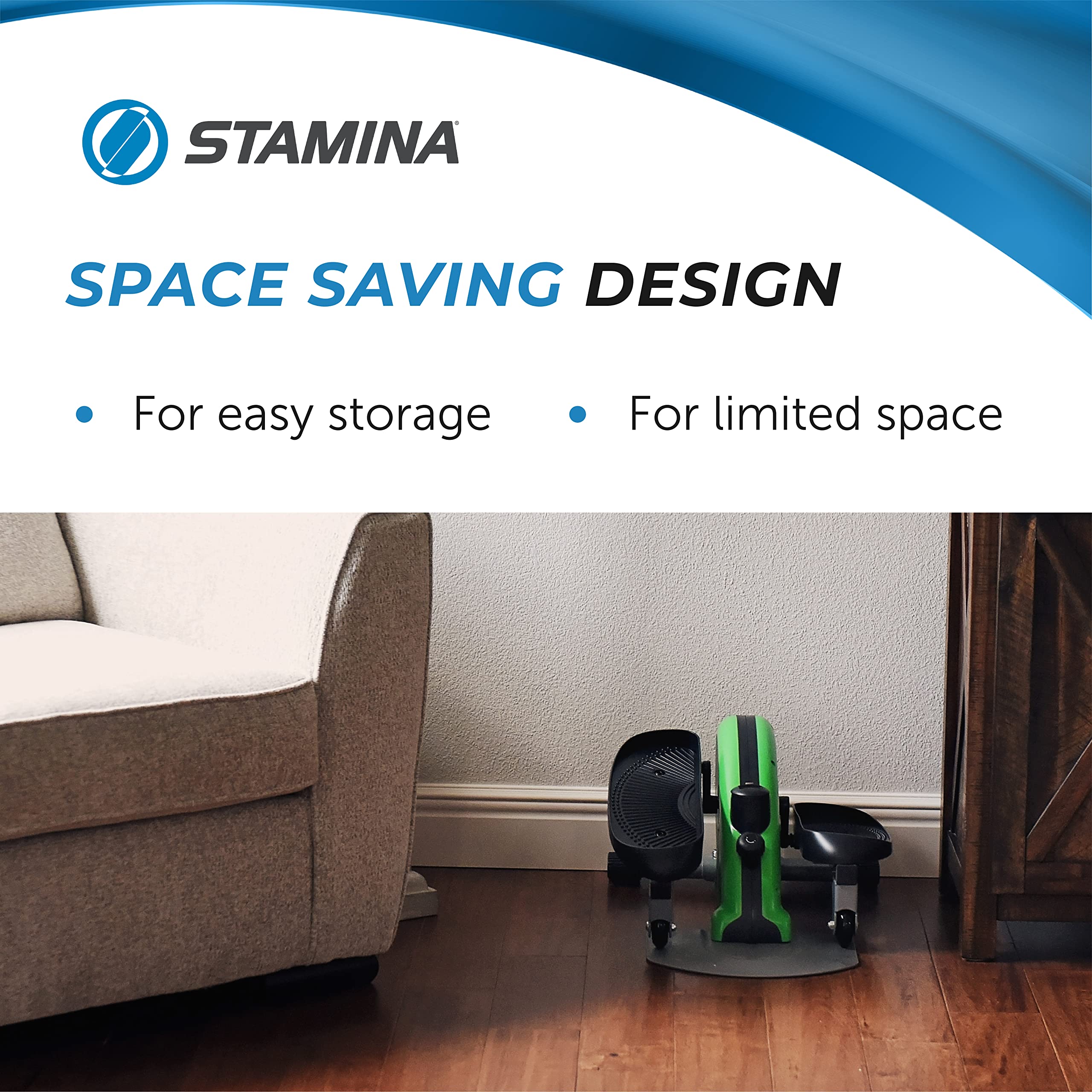 Stamina Inmotion Compact Strider Under Desk Elliptical Machine - Portable Foot Pedal Exerciser for Home & Office - Seated or Standing Low Impact Workout Equipment for Fitness, Rehabilitation & Active Sitting