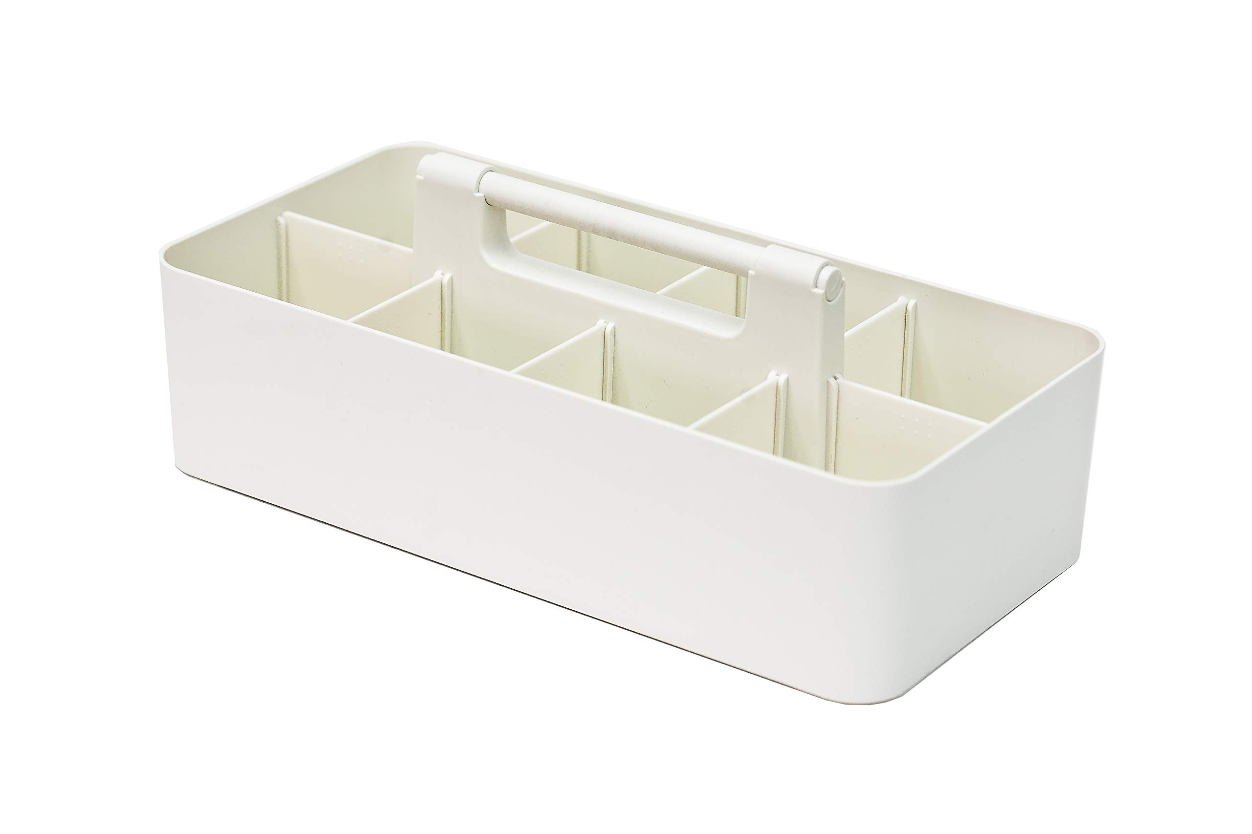 Large Portable Caddy with DIY Dividers - 8 Compartment Storage Organizer for School, Office & Home Supplies | Modern Handle Basket for Business Organization | Made in USA (6 Pack, Ivory) | Perfect for Classroom, Craft Room & Office Desk Storage