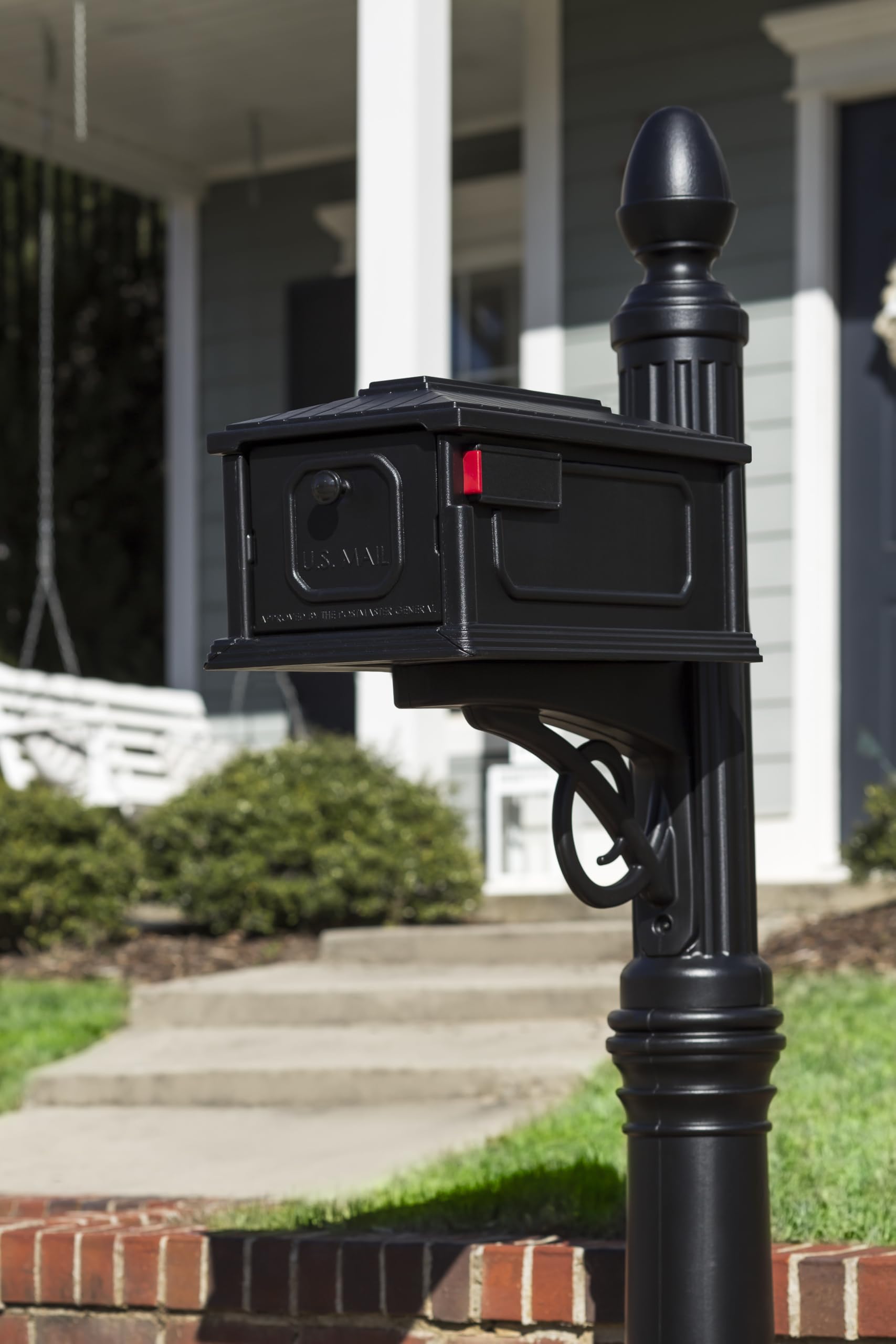 Stratford Plastic Mailbox and Post Kit - Medium Capacity Black Mailbox for Home & Office | Durable Outdoor Mailbox with Secure Lock | Perfect for Residential, Commercial & Rural Mail Delivery