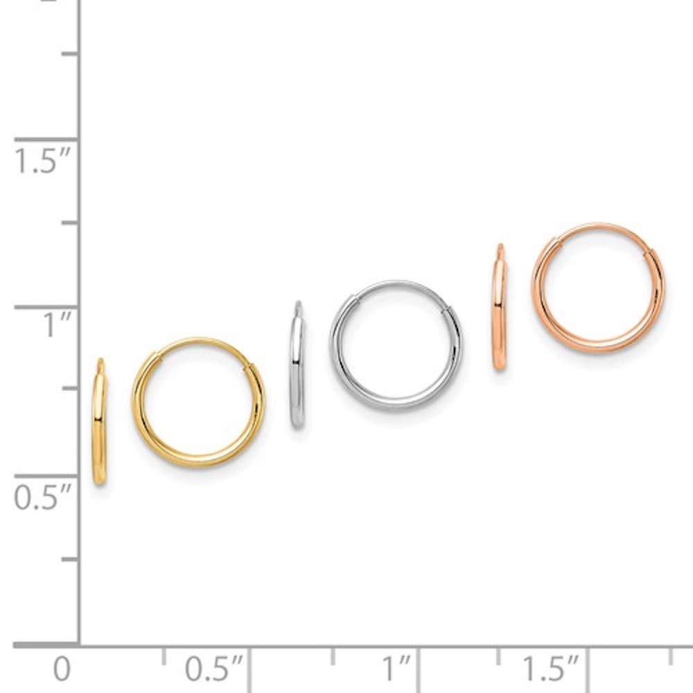 14K Yellow Gold and White Gold Round Hoop Earrings Set of 3 Pairs - Perfect for Everyday Wear, Date Nights, and Special Occasions