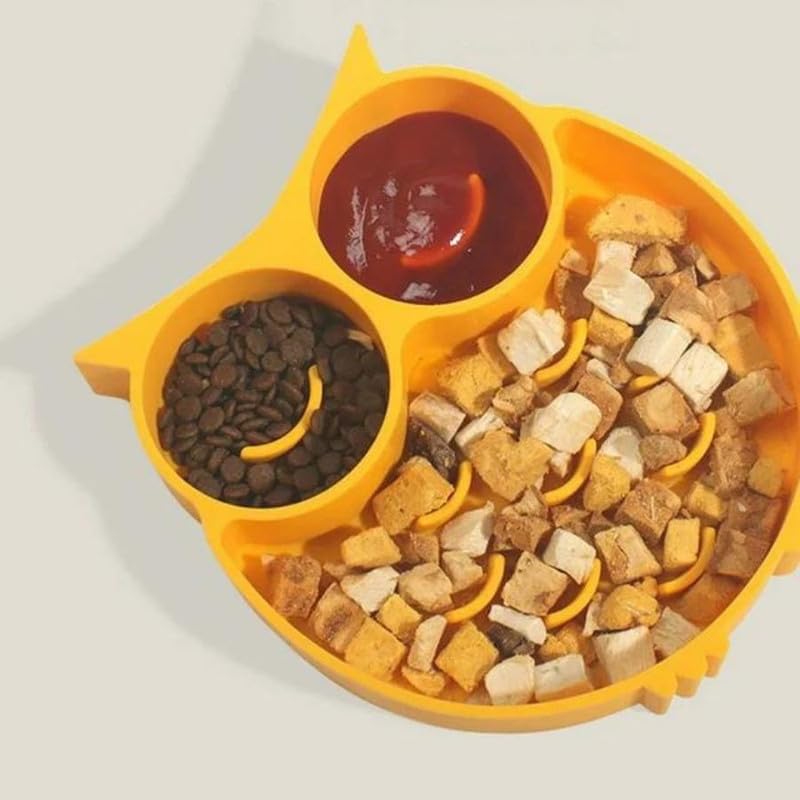PSK PET MART Slow Feeder Bowl for Cats & Dogs - Interactive Puzzle Feeder Toy to Prevent Choking, Stop Fast Eating - Non-Slip Silicone Pet Dish for Puppy & Kitten - Perfect for Mealtime Fun & Mental Stimulation