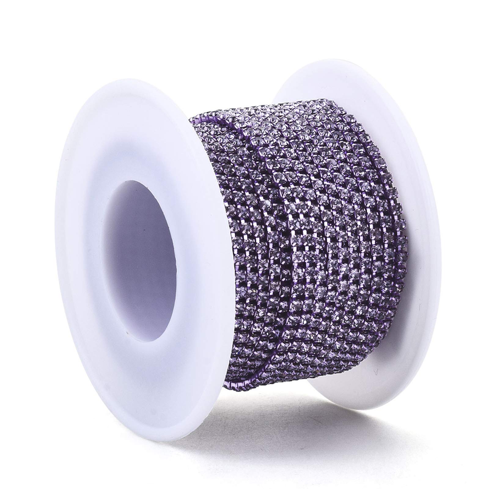 Craftdady 10 Yards 2mm Crystal Rhinestone Chain Roll - DIY Jewelry Making, Wedding Decor, Home Decoration, Sew On Trim for Dresses & Accessories (Lavender) | Perfect for Bridal Gowns, Handbags & Costume Embellishment