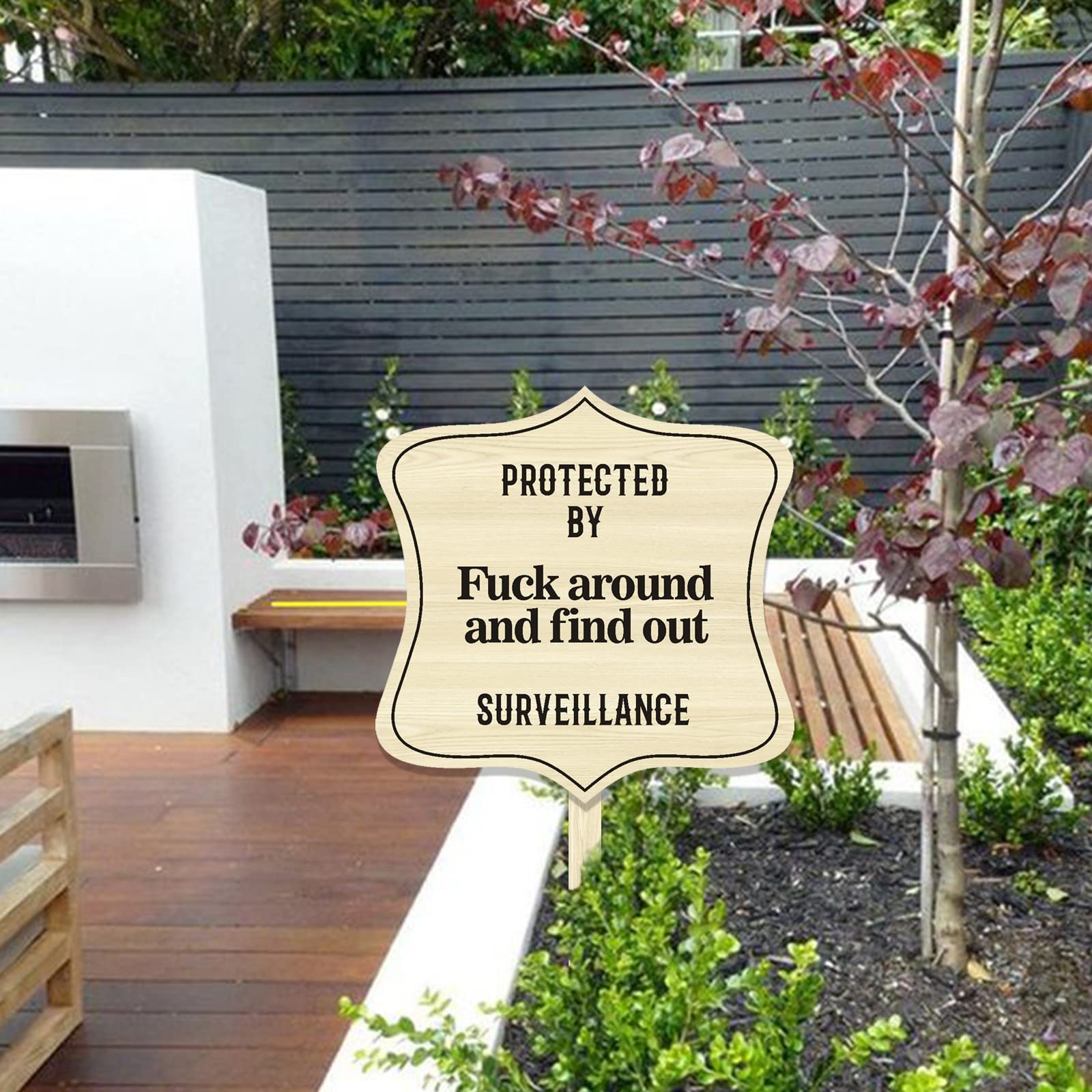 FAFO Yard Sign - 'Protected by Sign Fuck Around and Find Out' Home Security Warning Sign (Design C) | Deter Trespassers & Protect Property | Perfect for Front Yards, Driveways & Home Security