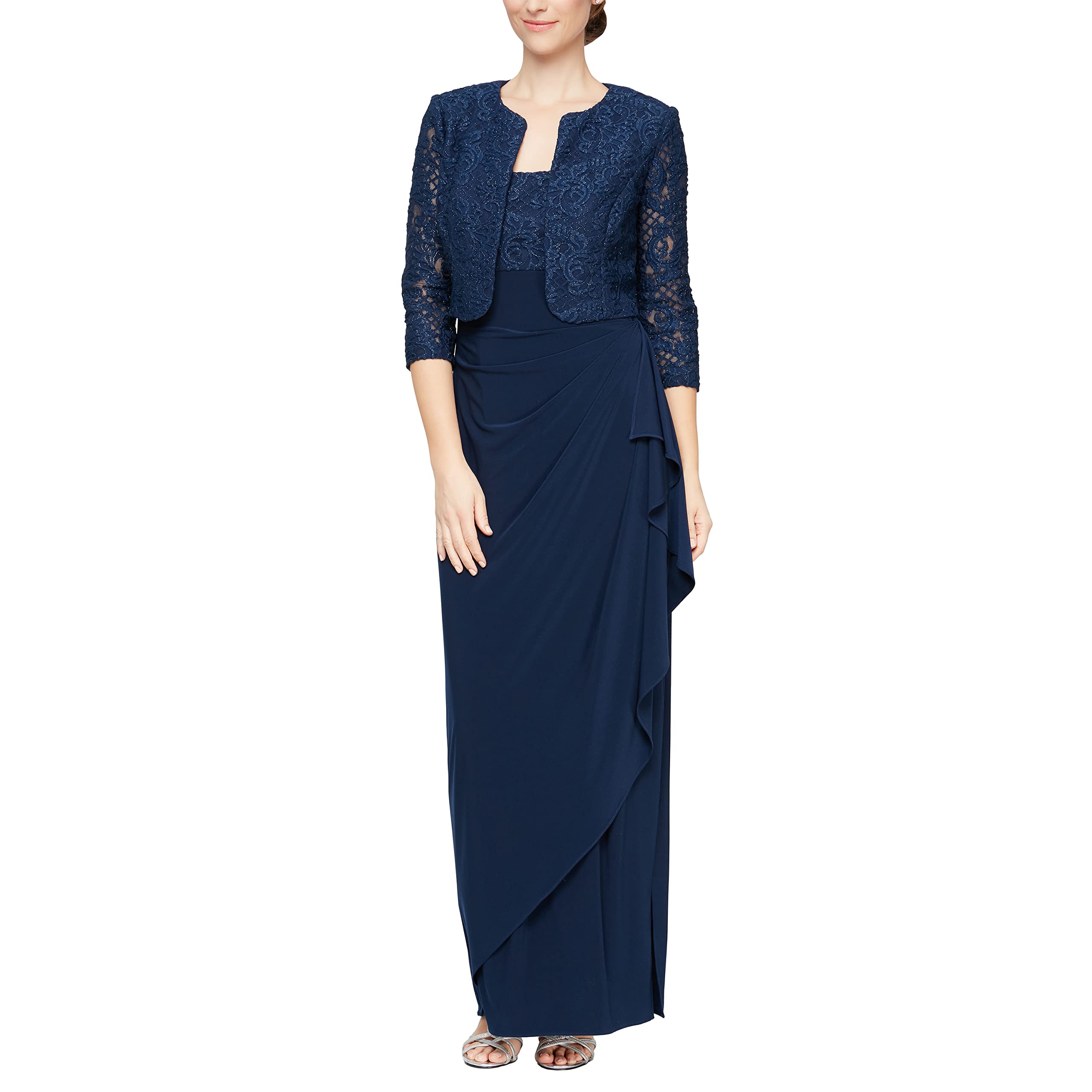 Alex Evenings Women's Empire Waist Bolero Jacket Dress - Formal Evening Gown for Weddings, Parties & Special Occasions (Petite & Regular Sizes)