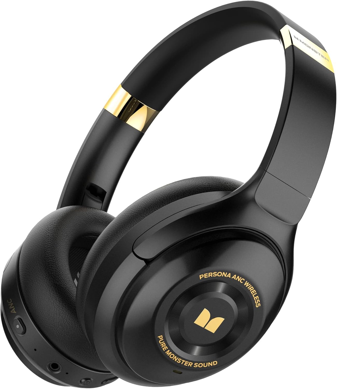Monster Persona Wireless Bluetooth Over-Ear Headphones with Active Noise Cancelling, Hi-Fi Audio & Deep Bass, 30H Playtime, Quick Charge, Memory Foam Ear Cups - Perfect for Travel, Home Office, Commuting & Gaming