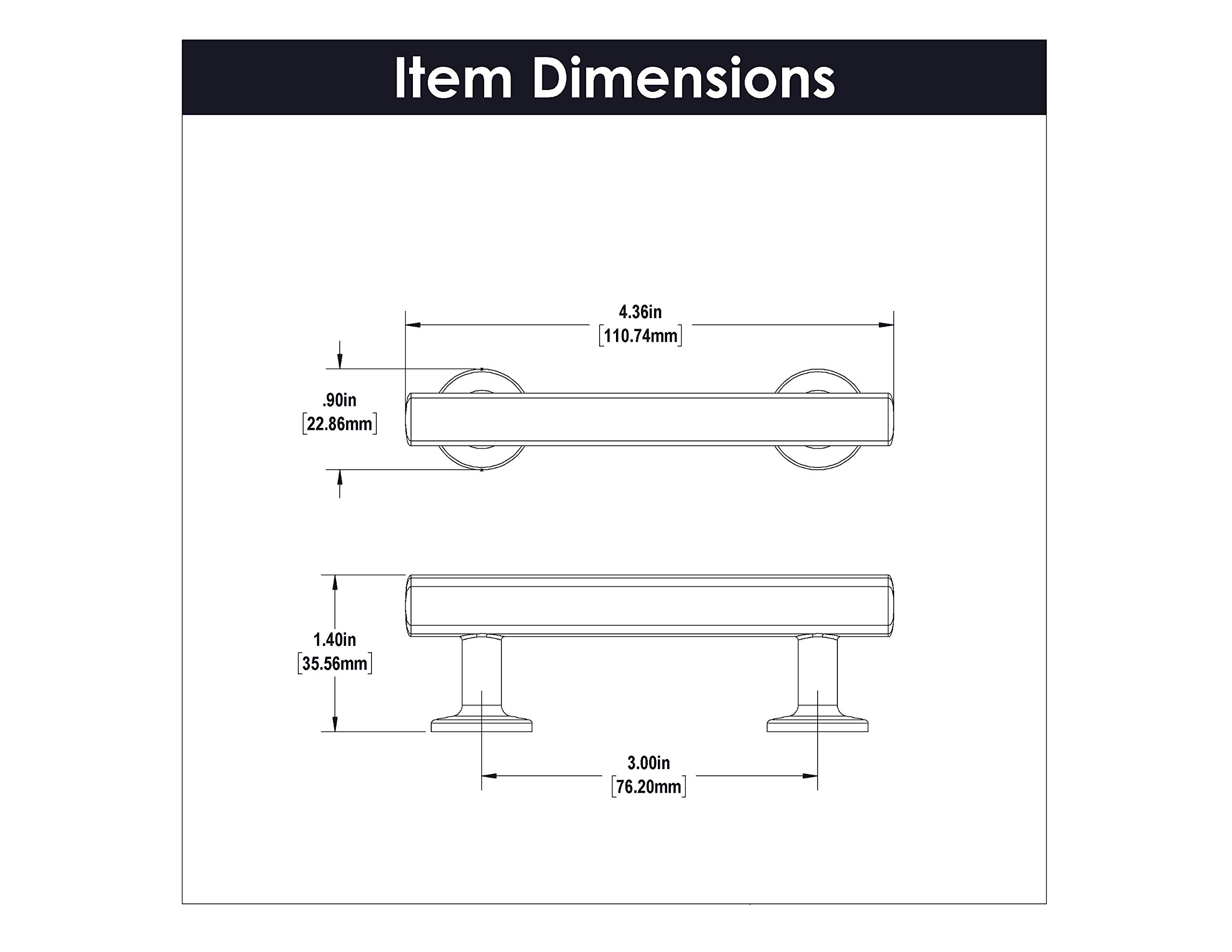 Premium Hickory Hardware 1-Pack Solid Core Kitchen Cabinet Pulls - Luxury Brushed Golden Brass Handles for Cabinets, Doors & Dressers - 3