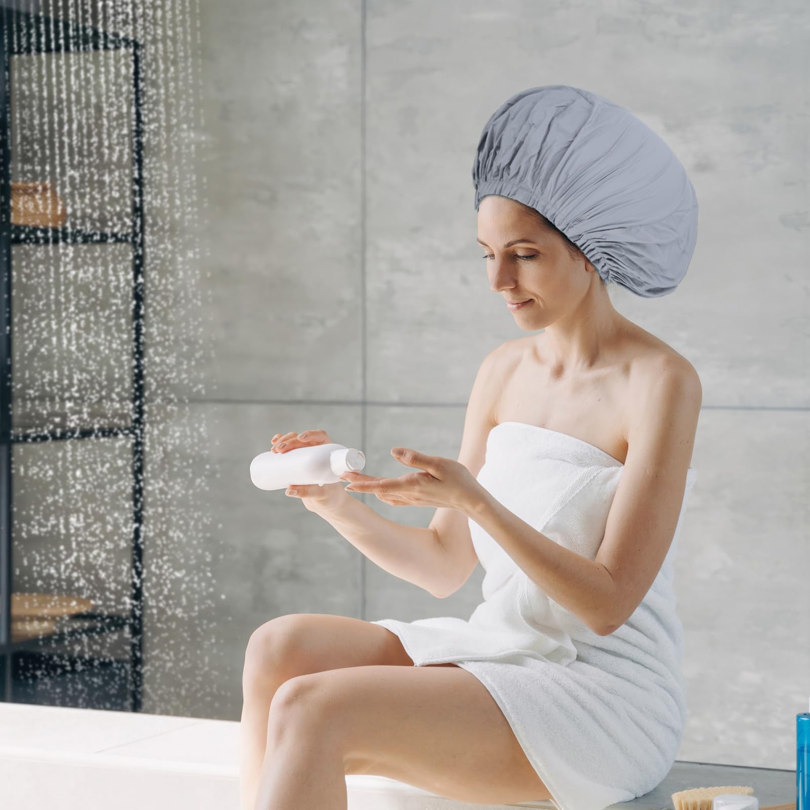 ELEBOX 4 Pack Extra Large Waterproof Shower Caps for Women - Super Jumbo Shower Bonnet for Braids, Salon & Spa Use - Premium Hair Protection for Bathing, Swimming & Hair Treatments
