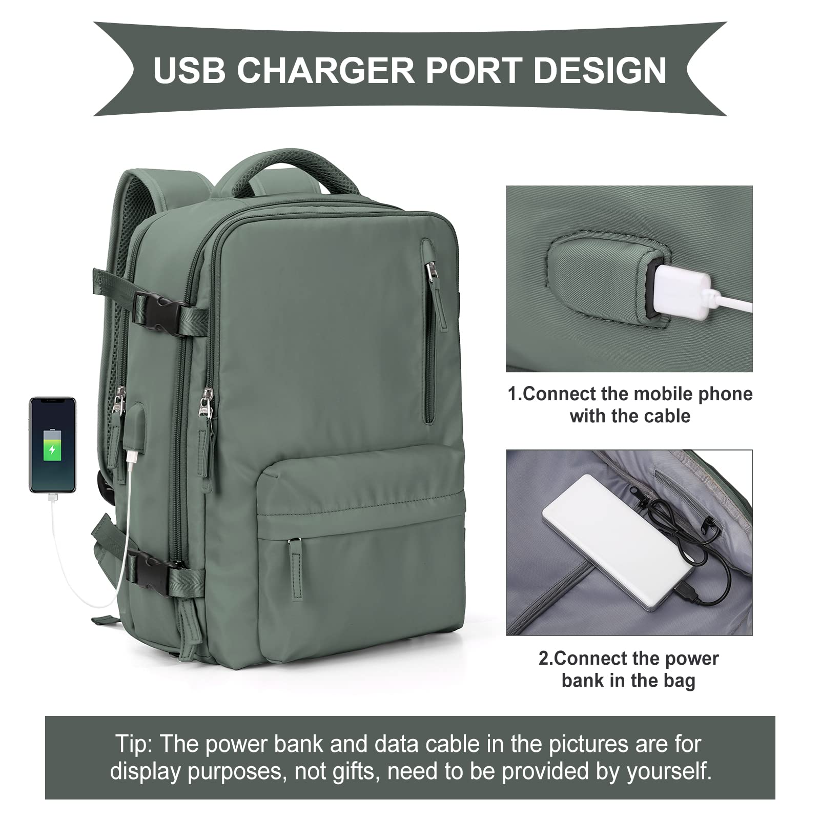 WONHOX Large Travel Backpack - TSA Approved Carry On Backpack with Laptop Compartment for Business & Work - Durable Unisex Laptop Backpack for Men & Women - Perfect for Air Travel, Commuting & Daily Use