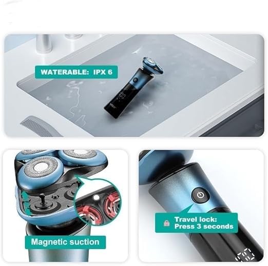 Professional Electric Shaver for Men - Waterproof Cordless Razor with LED Display & Beard Trimmer | Barber-Grade Shaving Machine for Smooth Shave at Home, Travel & Gym Use