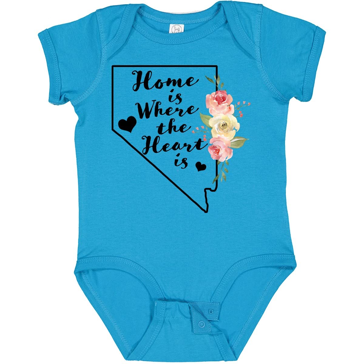Inktastic Nevada Home is Where The Heart is Watercolor Floral Baby Bodysuit - Soft Cotton Onesie for Newborns, Infants & Toddlers - Perfect for Family Photos, Baby Showers & Everyday Wear