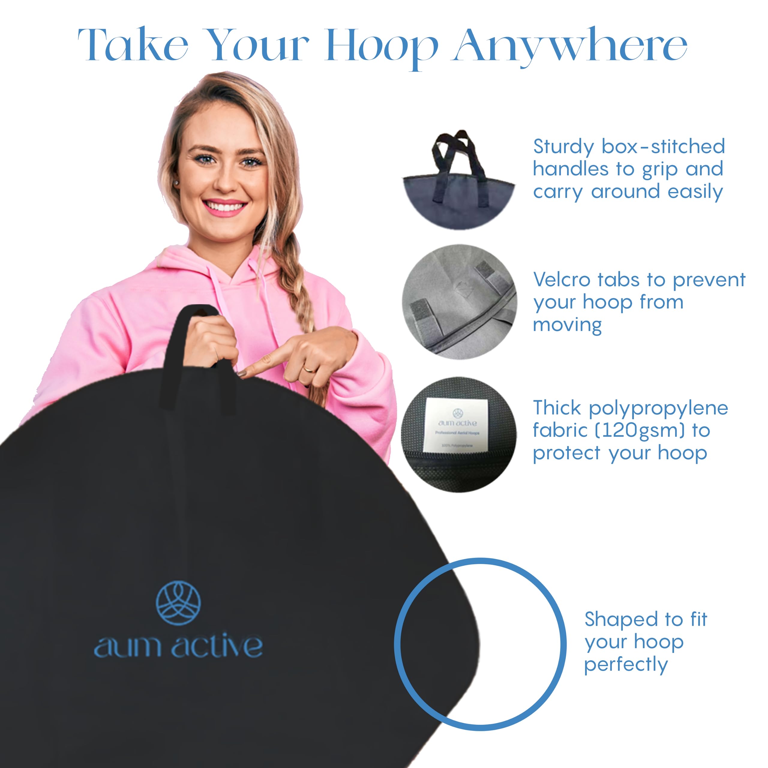 90cm/95cm Aerial Hoop Kit - Single Point Lyra Hoop Set with Carabiners, Swivel & Storage Bag - Perfect for Beginners, Home Practice & Circus Training - Indoor/Outdoor Fitness & Aerial Yoga Equipment
