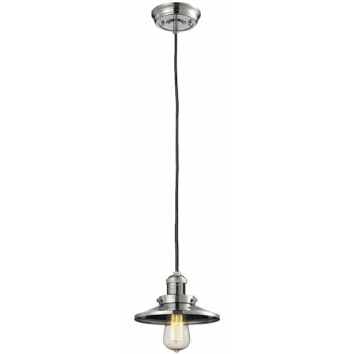 Traditional Style 8-Inch Mini Pendant Light with Polished Nickel Finish - Cord Hung Ceiling Fixture for Kitchen Island, Dining Room, or Entryway Lighting