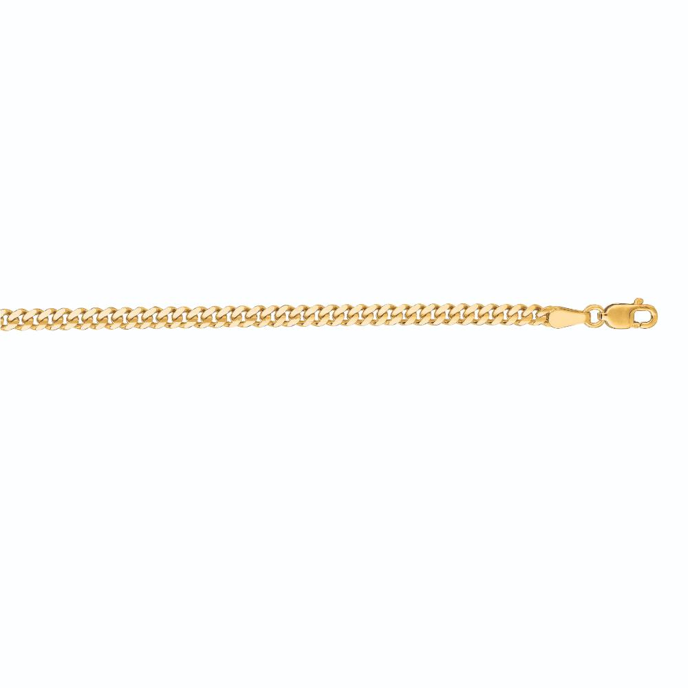14K 3.3mm Gourmette Chain Necklace - Dainty Gold Cuban Link Chain for Women - Perfect for Layering, Gift Giving & Everyday Elegance