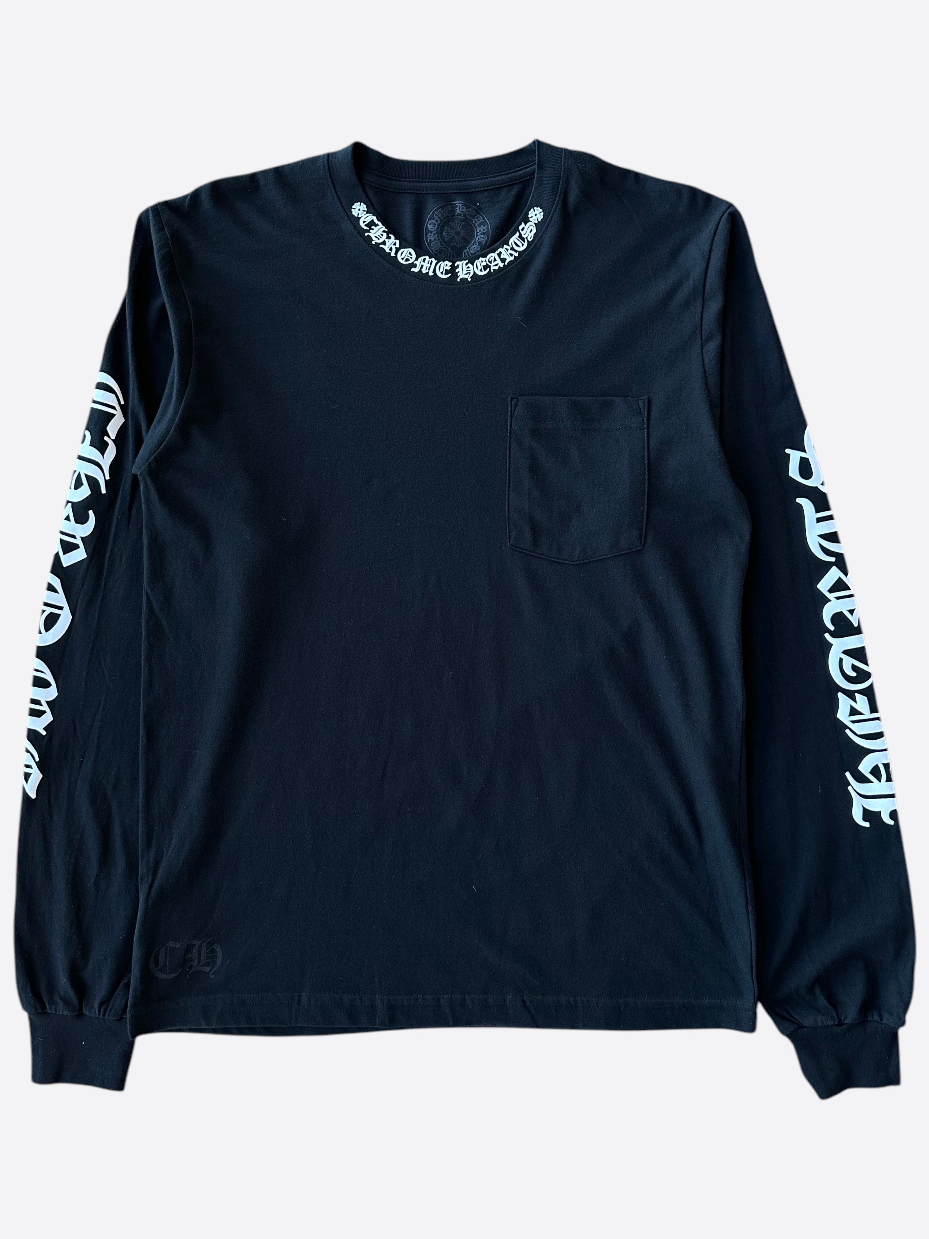 Chrome Hearts Black & White Logo Long Sleeve T-Shirt for Men | Gothic Streetwear Fashion | Perfect for Concerts, Parties & Casual Outfits