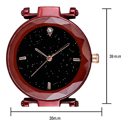 Acnos® Premium 4-Point Blue & Red Magnetic Analog Metal Strap Watches for Women & Girls - Pack of 2 (P-170-210) | Trendy Fashion Accessory for Casual Wear, Office & Special Occasions