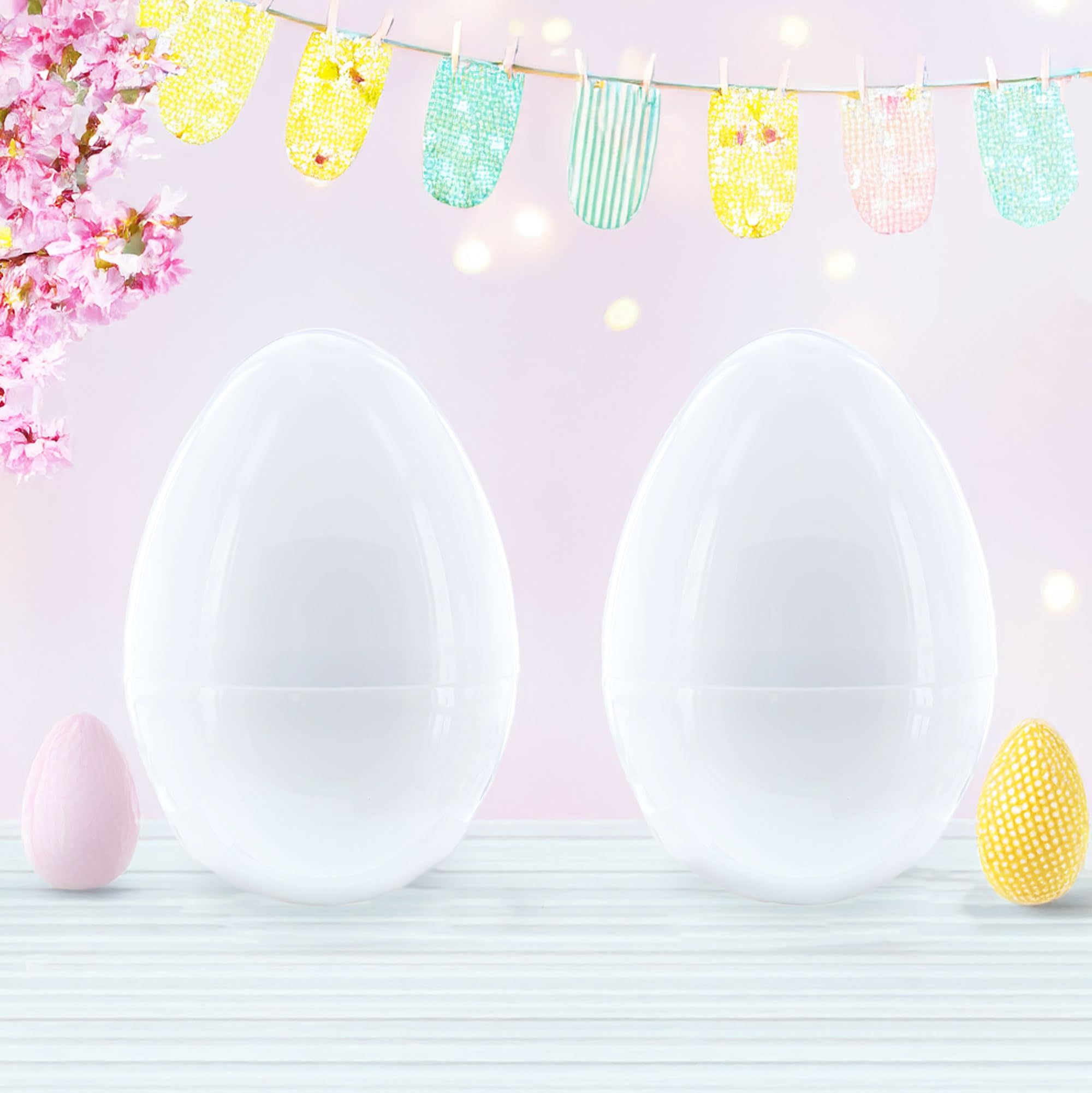 2-Pack White Plastic Jumbo Easter Eggs - 10