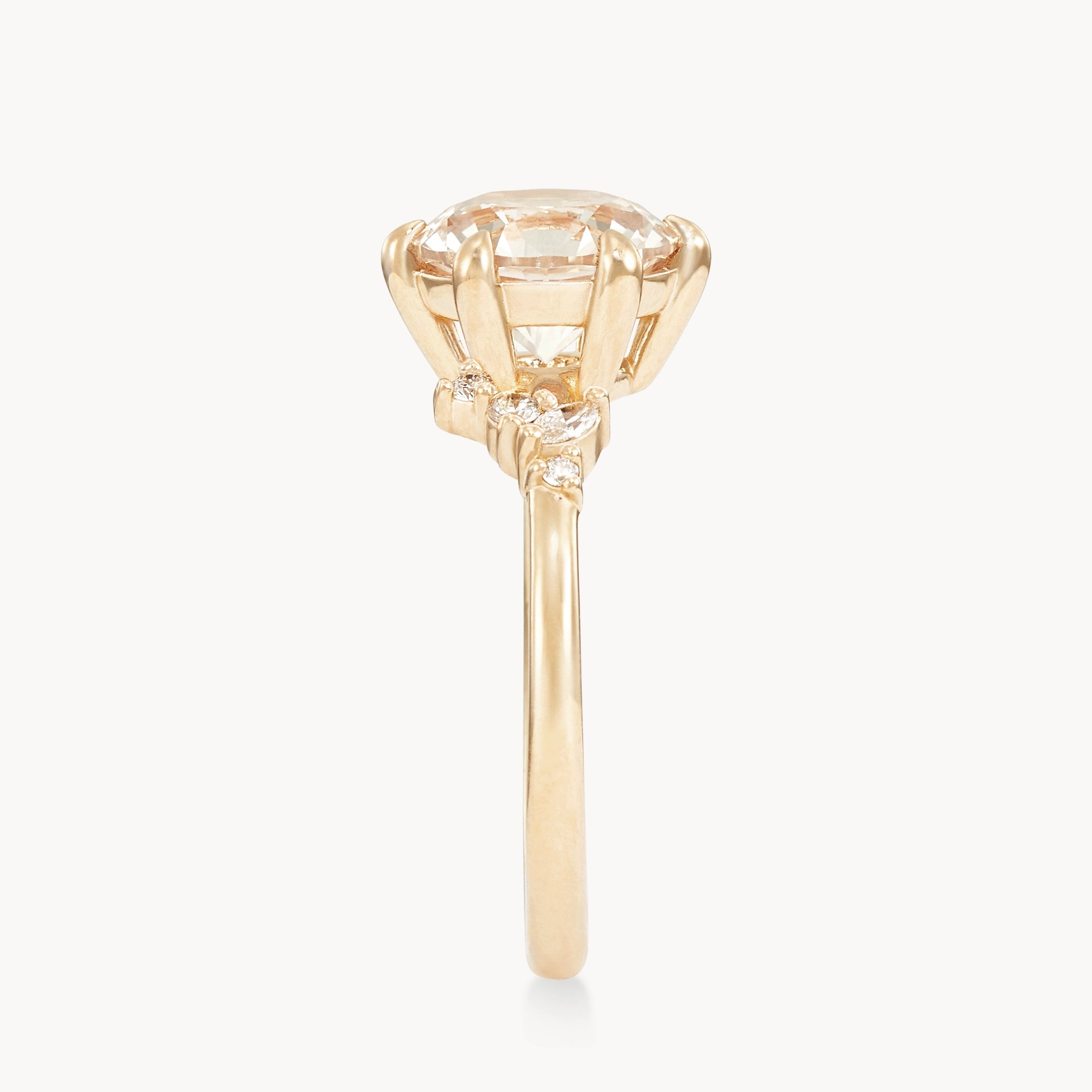 14K Yellow Gold Peach Round Cut Sapphire Ring – Unique Earthly Wonder Jewelry for Women, Perfect for Engagement, Wedding & Special Occasions