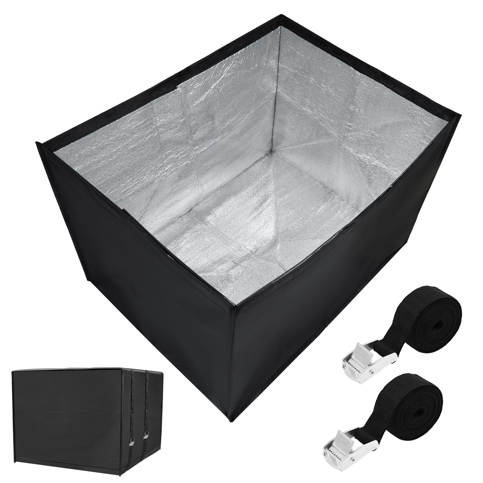 3-Layer Insulated Waterproof Window AC Cover - Black Outdoor Air Conditioner Protector for 21
