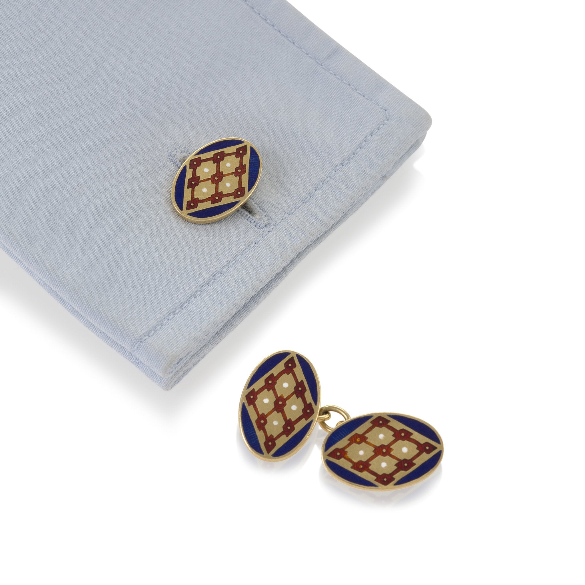 Elegant Gold & Enamel Oval Cufflinks for Men - Luxury Wedding, Formal & Business Attire Accessories - Perfect for Grooms, Prom & Special Occasions