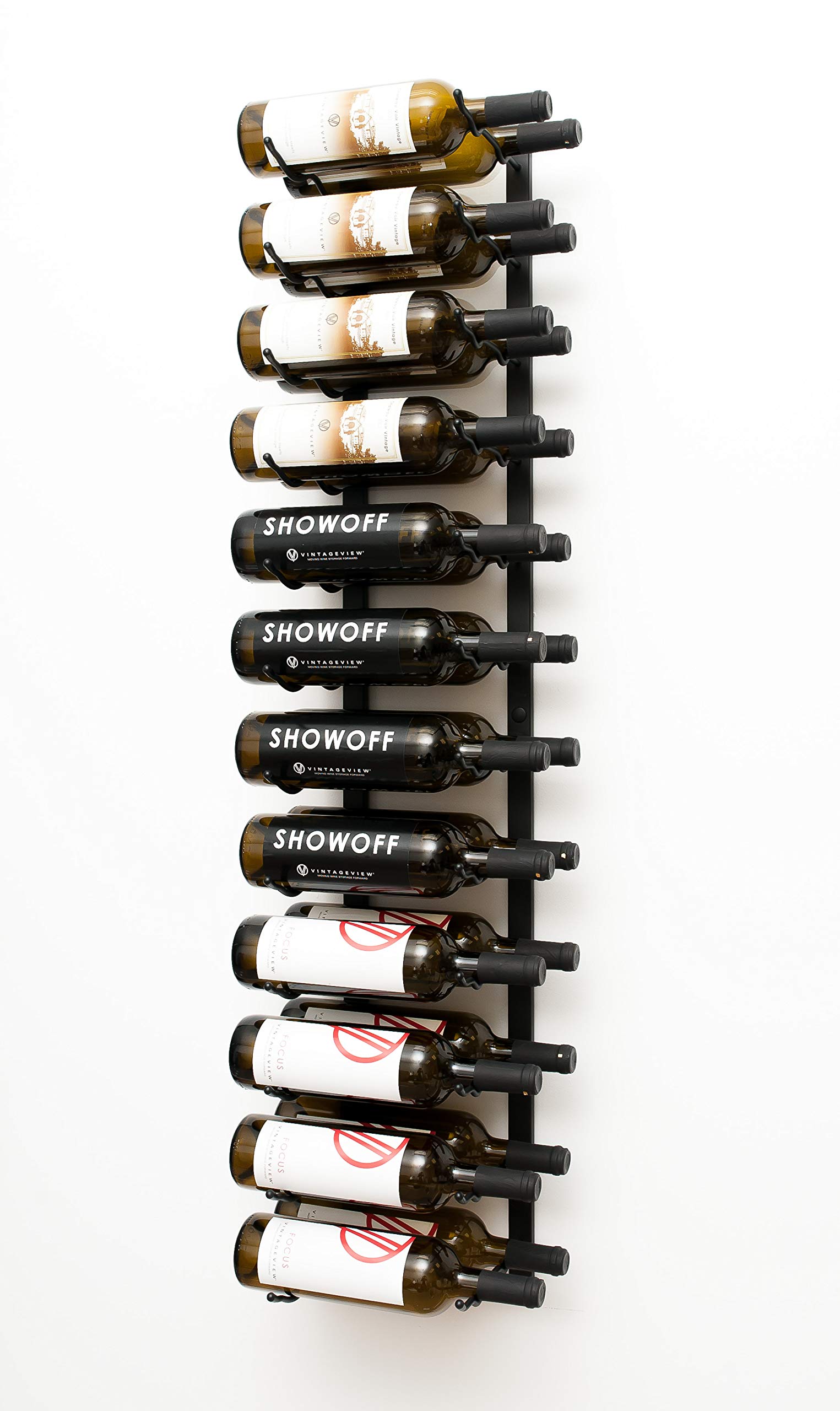 Wall Mounted Metal Wine Rack for 24 Bottles - Matte Black Finish - Space Saving Home Bar Decor for Kitchen, Dining Room or Wine Cellar