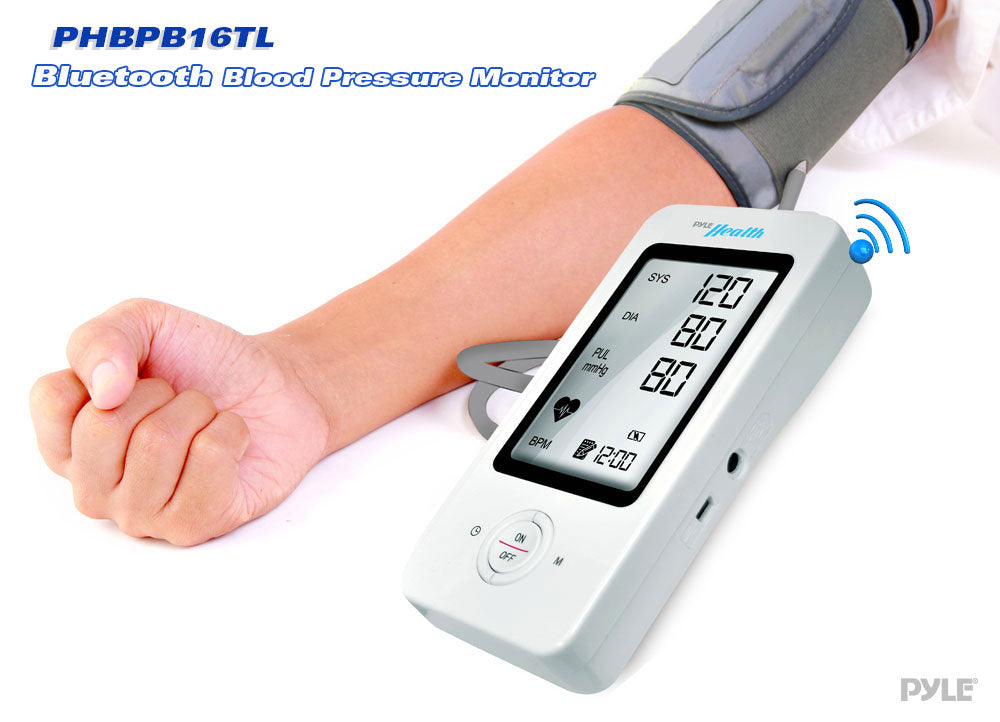Wireless Bluetooth Blood Pressure Monitor - Accurate Digital Upper Arm Cuff for Home Use, Fitness Tracking & Health Monitoring - Compatible with iOS & Android Devices