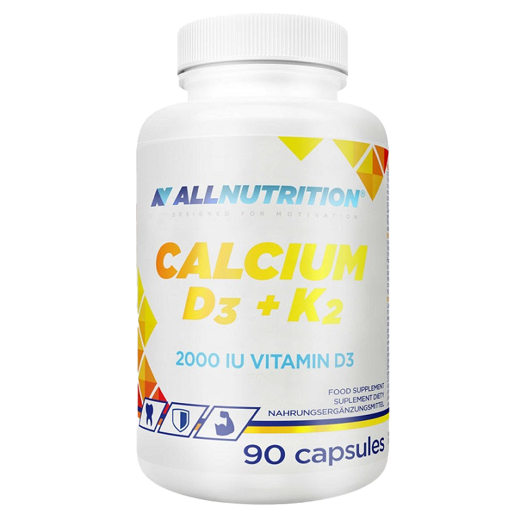 Allnutrition Calcium D3 + K2 Supplement - 90 Capsules for Bone Health & Immune Support - Supports Strong Bones, Teeth & Heart Health - Ideal for Adults & Seniors