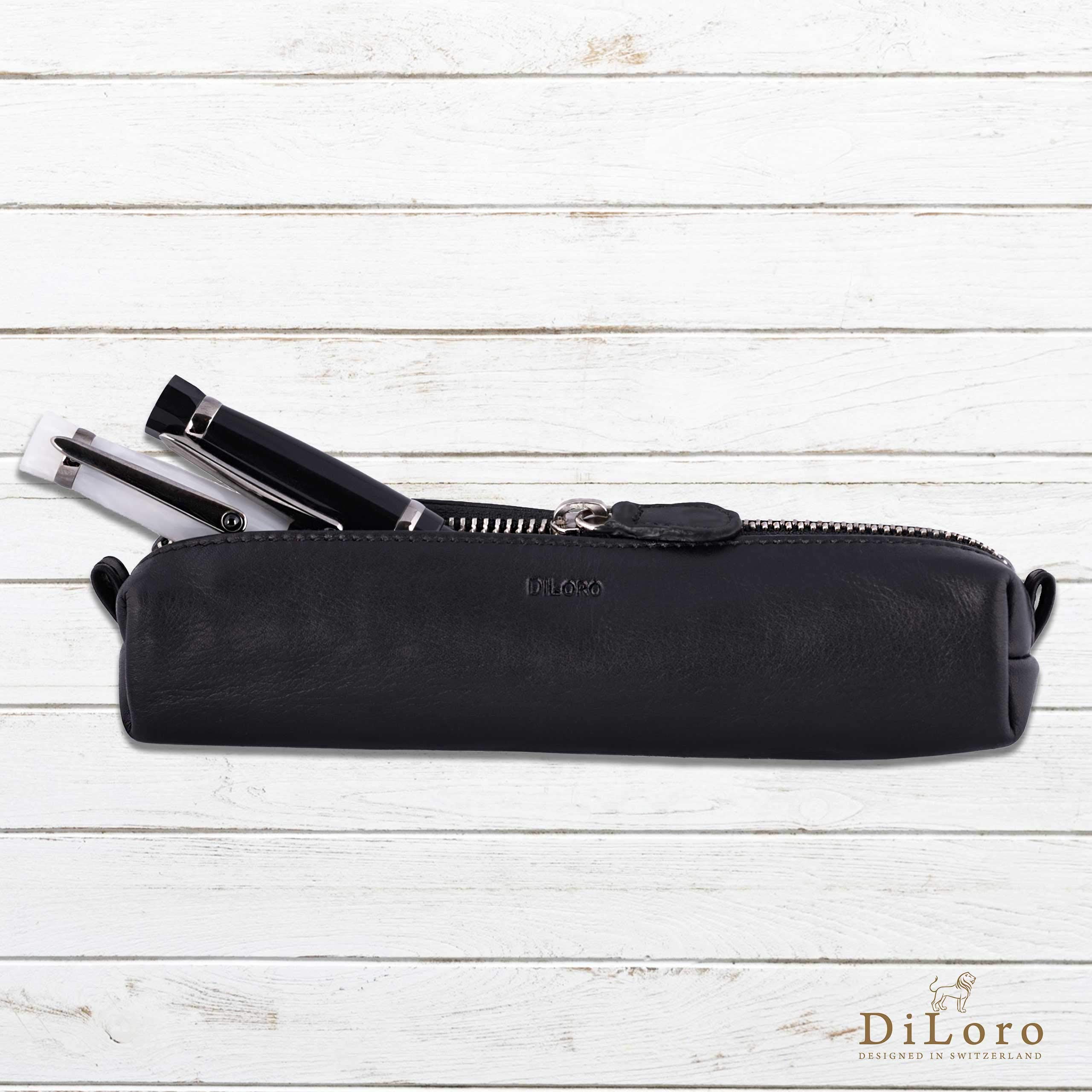 Premium Genuine Full Grain Soft Nappa Leather Pen Case Holder - Zippered Pouch for Fountain, Ballpoint, Rollerball Pens & Pencils (Black) - Perfect for Office, School, Travel & Gift Giving