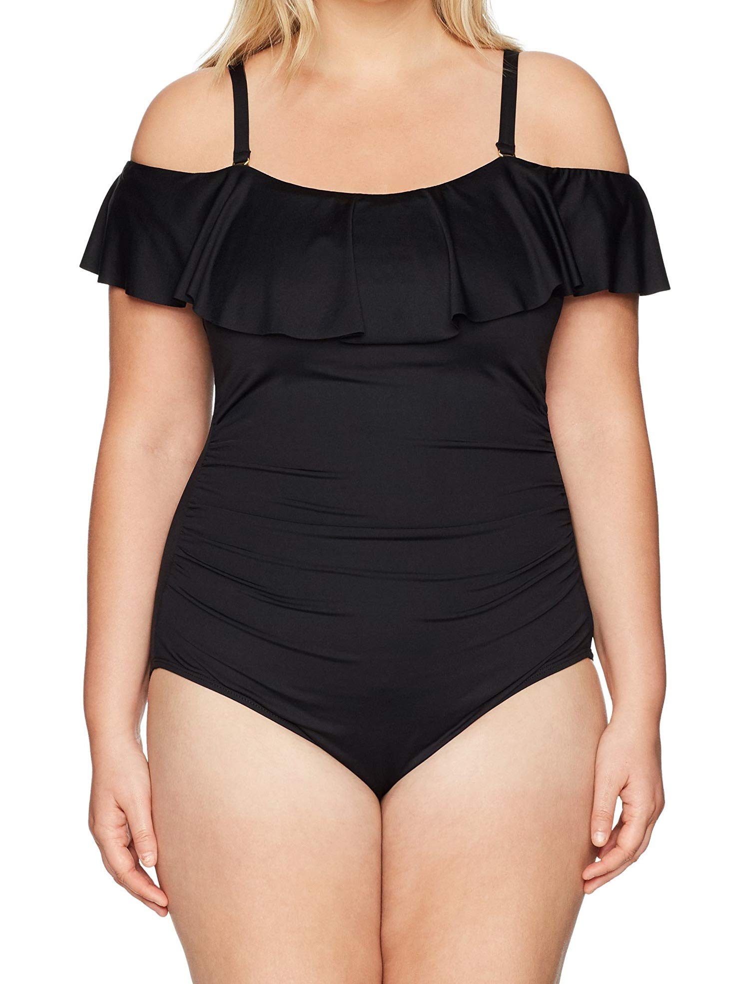 La Blanca Women's One Piece Swimsuit - Off Shoulder Ruffle Bathing Suit for Beach, Pool & Vacation | Island Goddess Swimwear for Summer