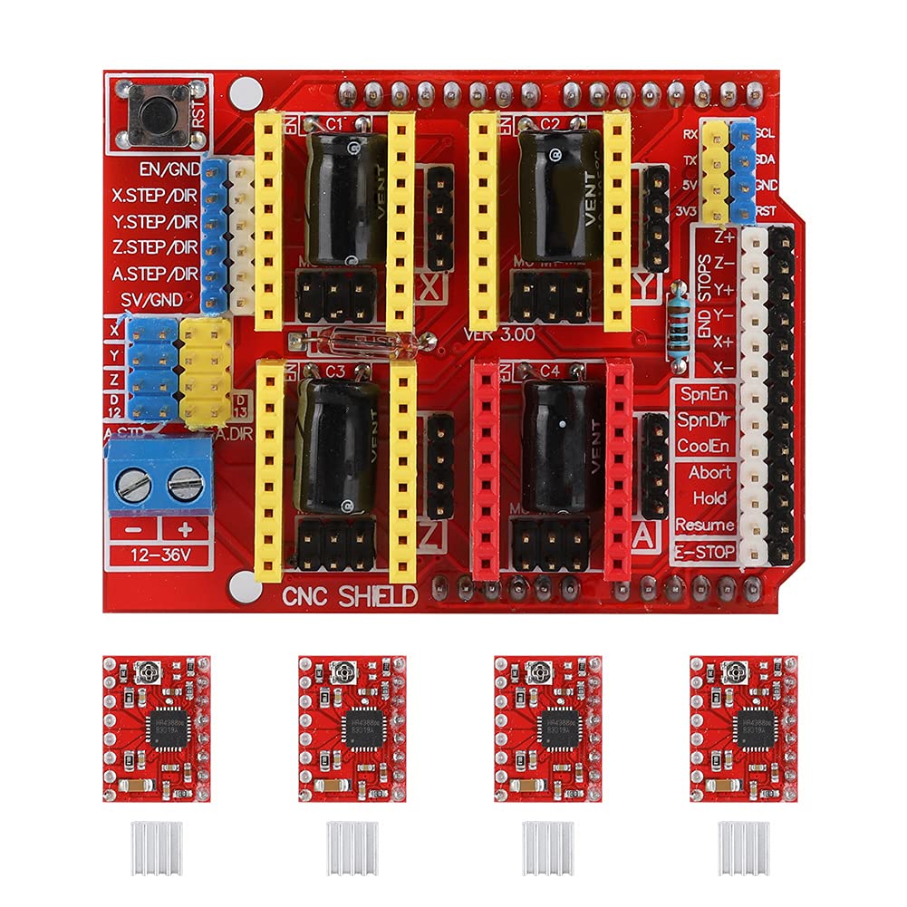 DRV8825 Stepper Motor Driver Board for CNC Engraver & 3D Printer - Heat Sink Expansion Module with PWM Spindle Control - Perfect for V3 Engraving Machines, DIY CNC Projects, and Maker Workshops