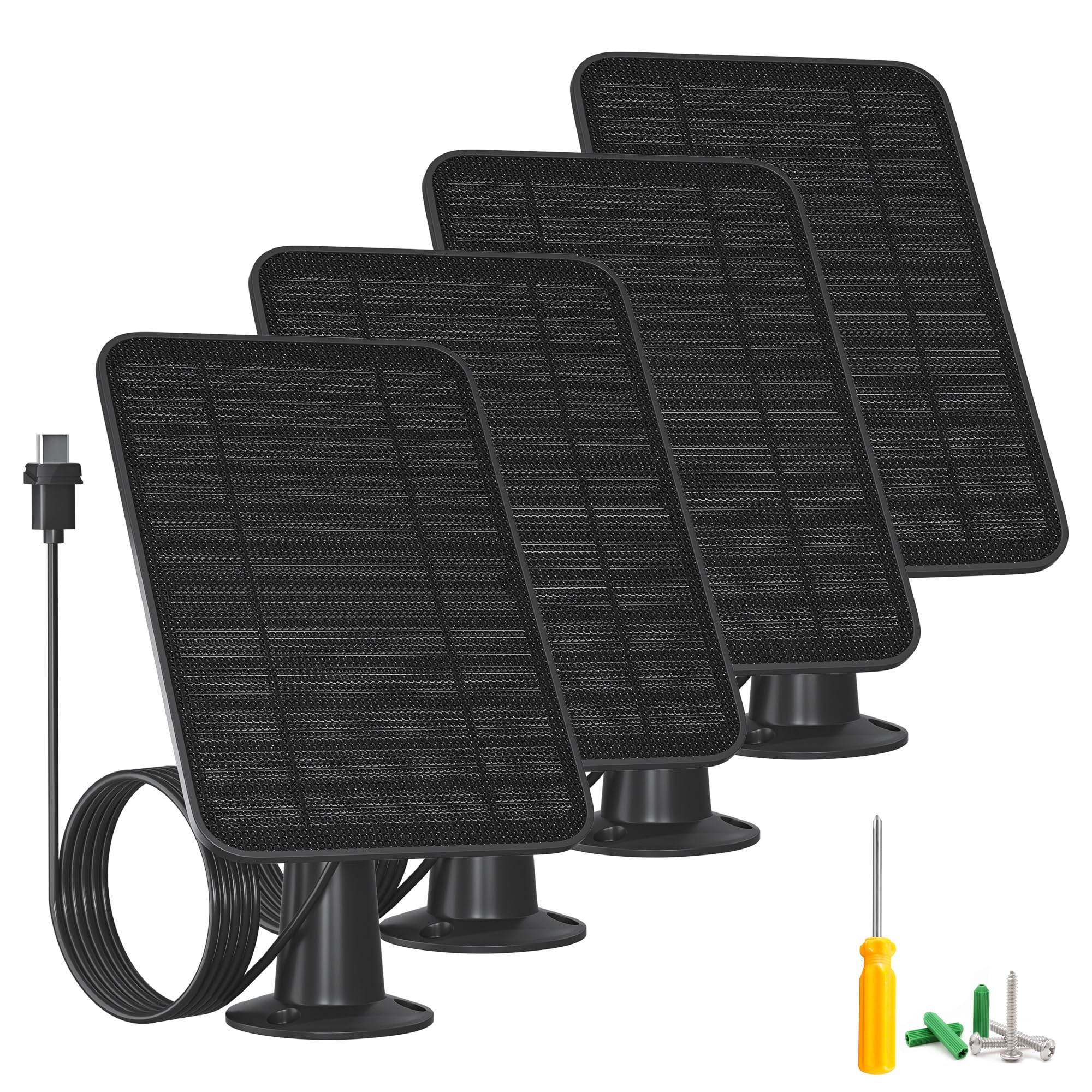 5W Solar Panel for Blink Outdoor 4 (4th Gen) Camera - 4 Pack Weatherproof IP65 Solar Charger with 13.1ft Cable & Secure Wall Mount - Continuous Power for Home Security & Surveillance Cameras in All Weather Conditions