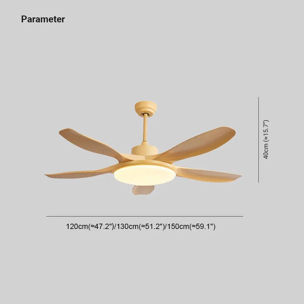 Modern Yellow LED Ceiling Fan with Light - Energy Efficient Quiet Bedroom Fan with Remote Control, 3 Speeds, Reversible Motor - Perfect for Bedroom, Nursery, Living Room & Home Office Cooling