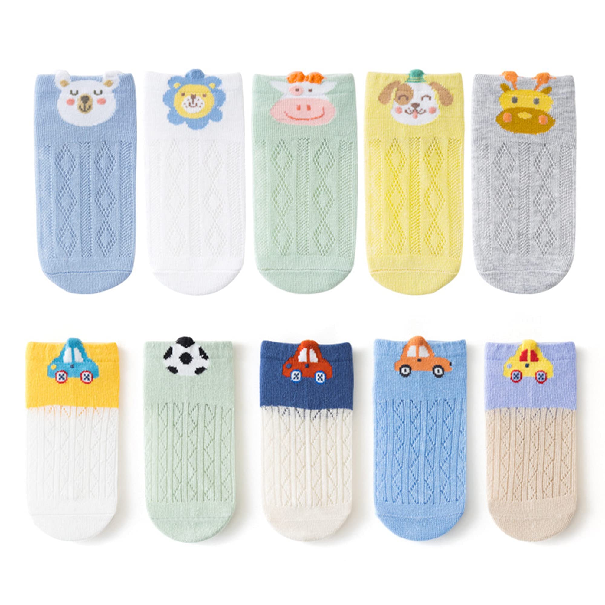 Breathable Soft Cotton Toddler Ankle Socks - 10 Pairs Pack | Cute & Comfortable Kids Socks for Everyday Wear, Playtime & School