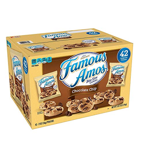 Famous Amos Chocolate Chip Cookies - 2 oz Bags (42 Count, Pack of 6) | Bulk Cookies for Parties, Office Snacks & Gift Baskets