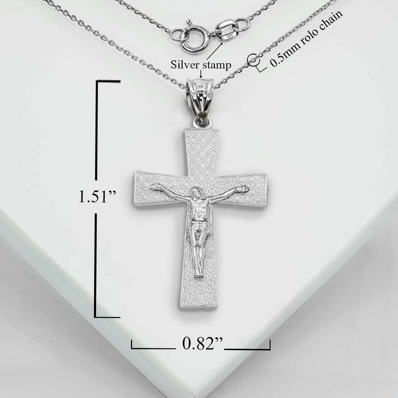Claddagh Gold Solid Sterling Silver Jesus Christ Crucifix Cross Charm Pendant Necklace - Religious Jewelry for Women & Men, Perfect for Baptism, First Communion, Confirmation & Everyday Faith Wear