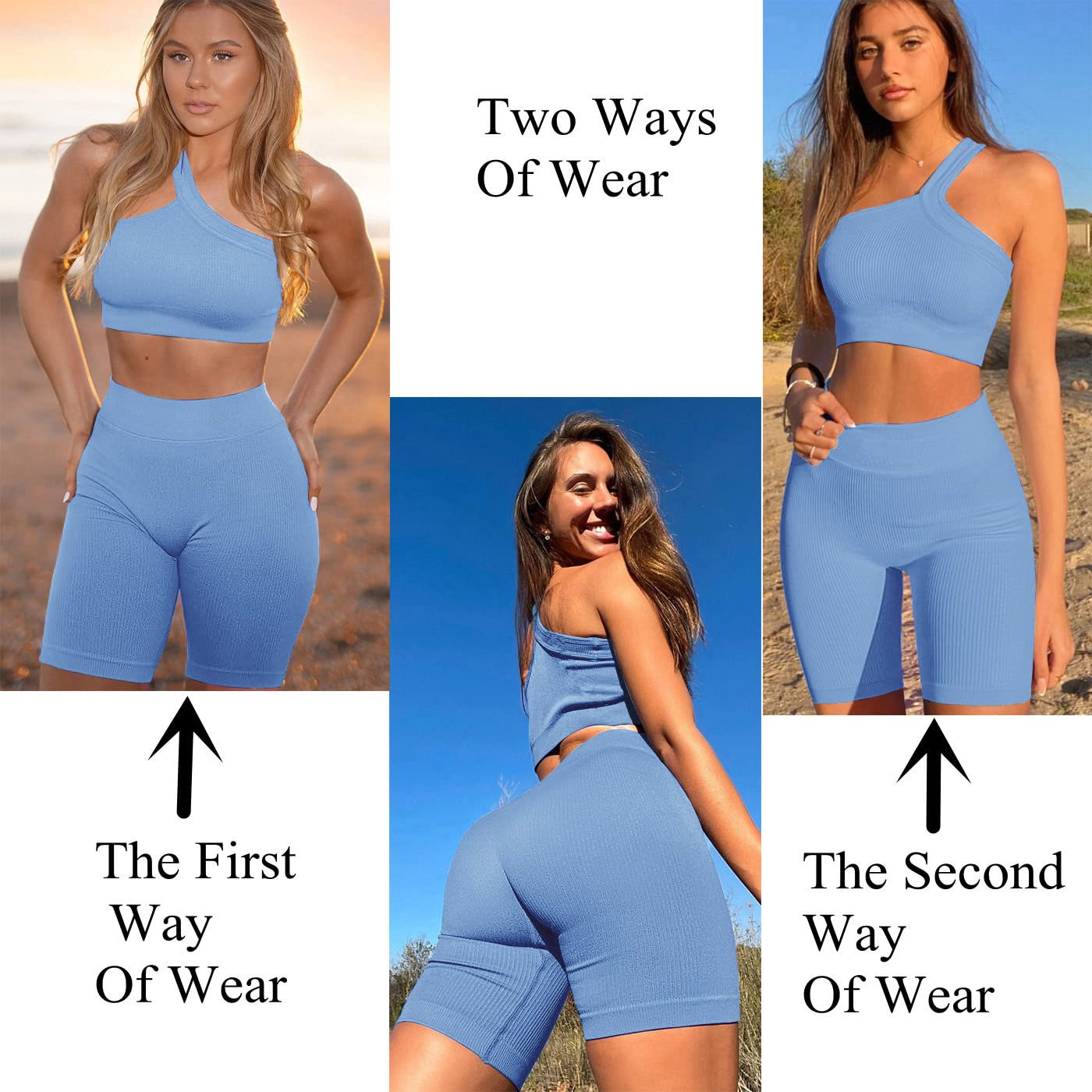 Seamless 2-Piece Workout Sets for Women - Sexy One Shoulder Sports Bra & High Waist Yoga Shorts | Gym, Running & Yoga Outfits
