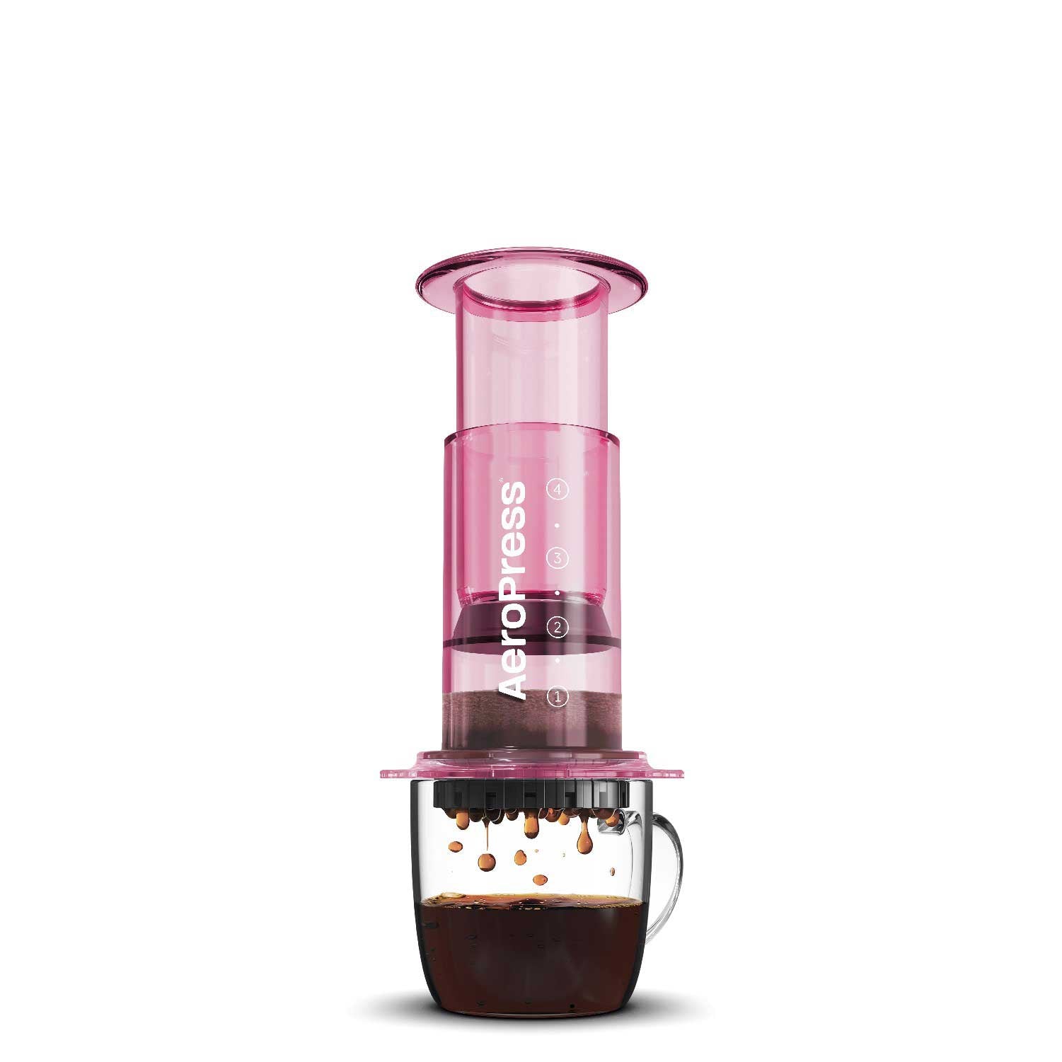 AeroPress Clear Coffee Maker with Filter - Pink | Portable Espresso & Coffee Brewing for Travel, Camping & Home Use