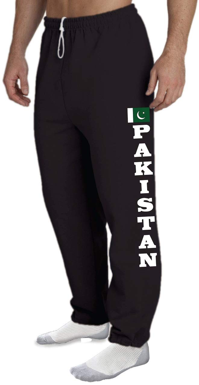 STUFF WITH ATTITUDE Pakistan Open Bottom Black Sweatpants for Men - Comfortable Lounge Pants for Yoga, Gym, and Casual Wear