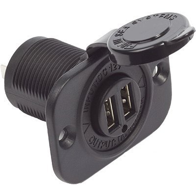 Blue Sea Systems 1016 Dual USB Charger Socket - 2-Port Marine Grade Waterproof USB Charging Port for Boats, RVs, Trucks | Perfect for Onboard Device Charging & Marine Electronics Power Supply