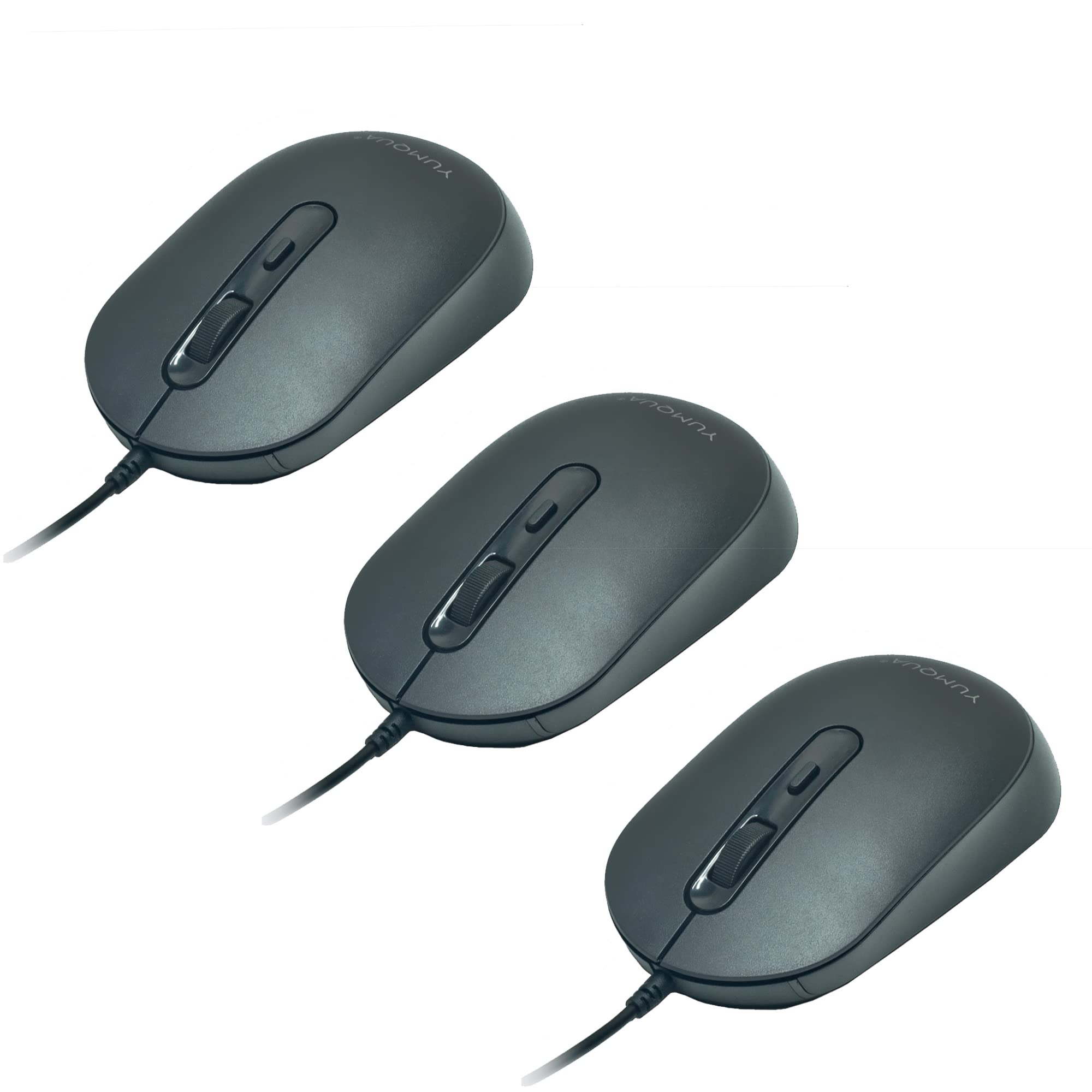 M104 Wired Computer Mouse 3-Pack - Silent Optical USB Corded Mice for Laptop, PC, Chromebook (Black) - Perfect for Office, Home & School Use