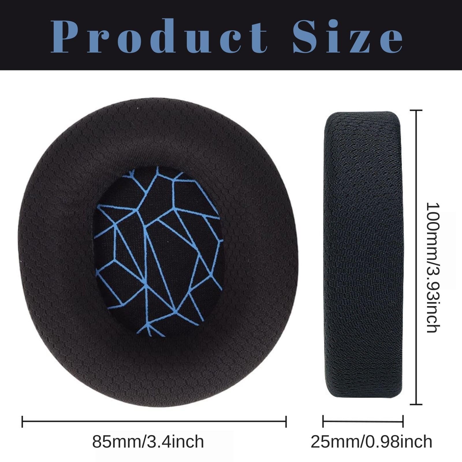 Replacement Earpads for SteelSeries Arctis 7/5/3/1/Pro Wireless Gaming Headset - Soft Memory Foam & Breathable Mesh Fabric Ear Cushions (Black with Blue Stitching) - Perfect for Long Gaming Sessions & Noise Isolation