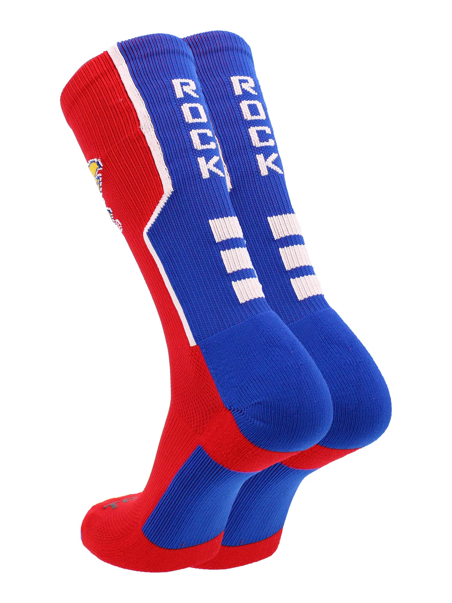TCK Kansas Rock Chalk Jayhawks Crew Socks - Official KU Basketball Fan Gear for Men & Women - Perfect for Game Day, College Spirit Wear and Jayhawks Alumni Gifts