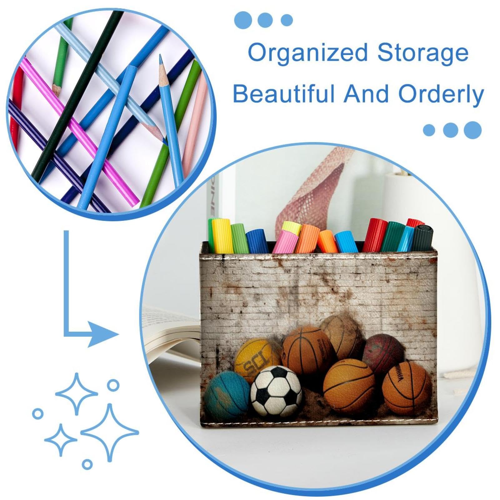 Basketball Pen Holder for Desk - Stylish Pen Organizer for Basketball, Football, Baseball Fans - Perfect Desk Accessories for Office, School & Home Decor