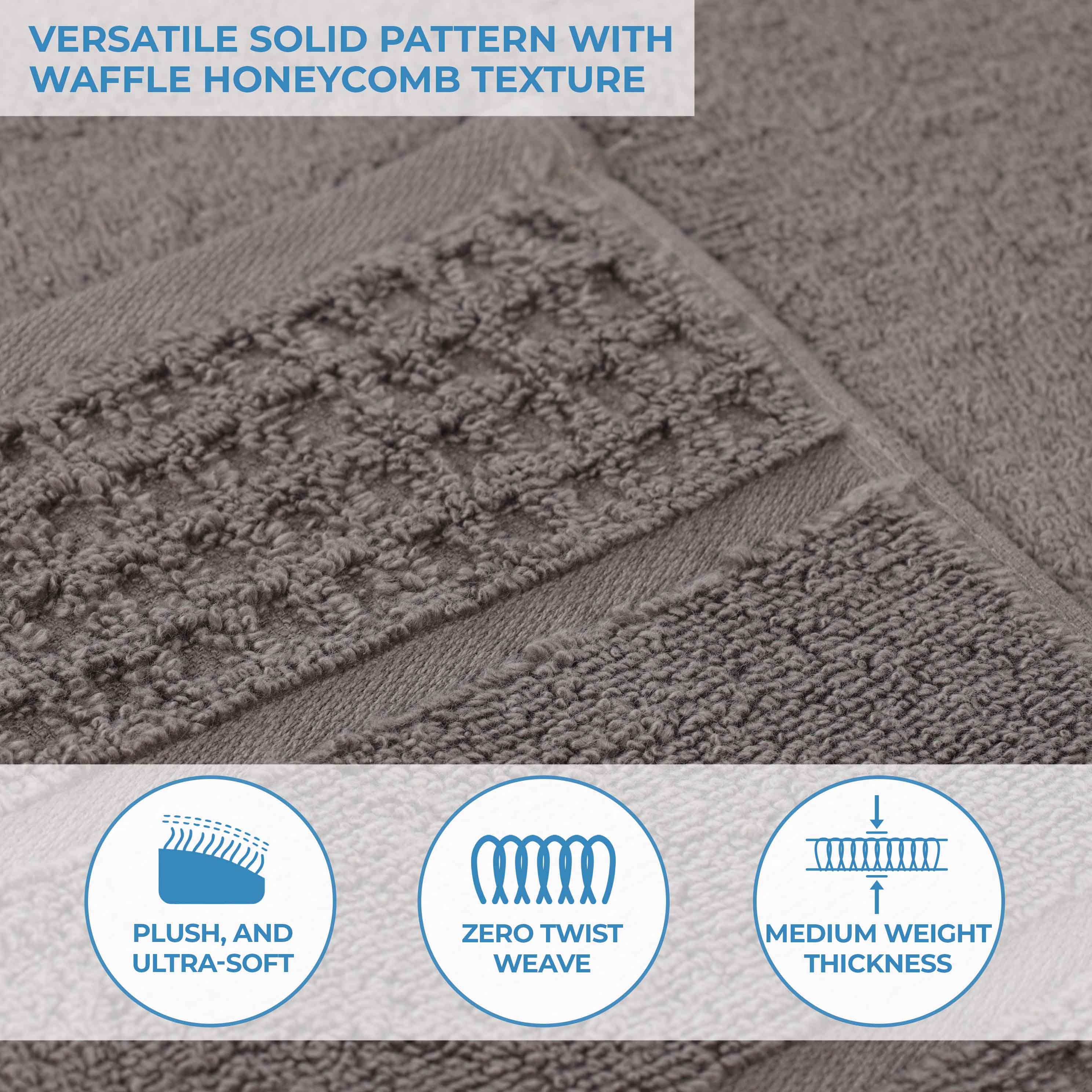 Premium Zero Twist Cotton Waffle Honeycomb Bath Towel Set - Ultra Soft & Highly Absorbent 3-Piece Set for Spa, Bathroom & Luxury Home Use
