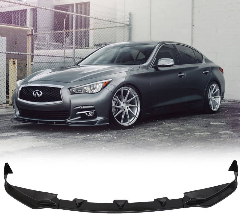 2014-2017 Infiniti Q50 Base/Non-Sport Front Lip Spoiler - 3 Piece Set Unpainted Matte Black | Enhance Style & Aerodynamics for Sedans