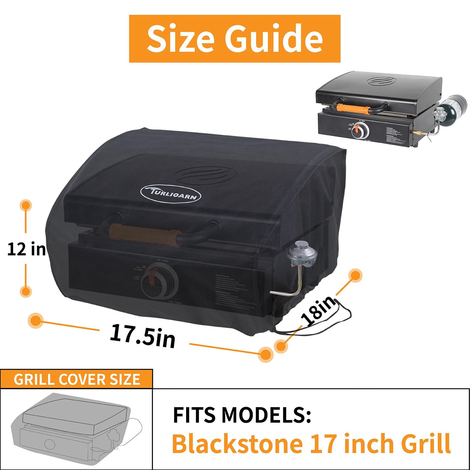 **Blackstone 17 Inch Griddle Cover - Heavy Duty 600D Polyester, Water Resistant, Fits 17
