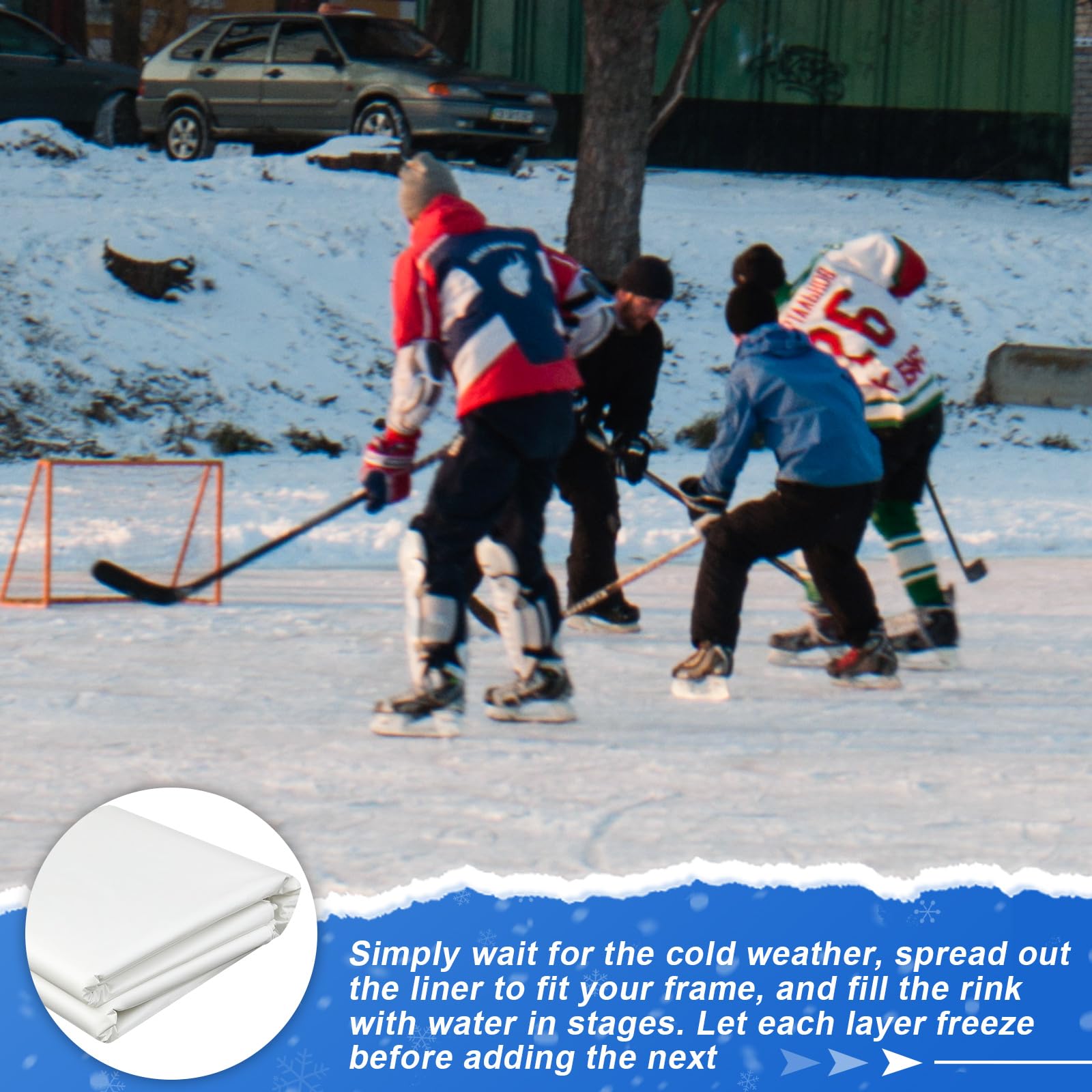 6 Mil White Ice Rink Liner - DIY Backyard Skating Rink Replacement Tarp for Hockey Practice & Ice Skating Training | Perfect for Home Use, Winter Sports & Family Fun