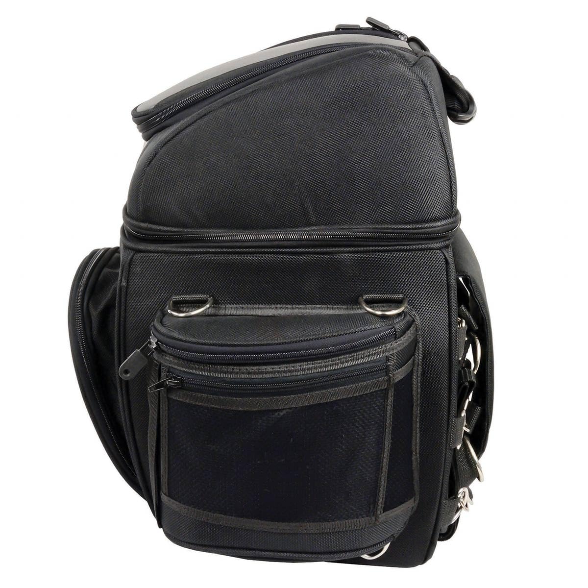 Milwaukee Leather SH682 Black Medium Motorcycle Sissy Bar Travel Bag - Waterproof Textile Luggage for Harley, Cruiser & Touring Bikes - Perfect for Road Trips & Daily Commuting