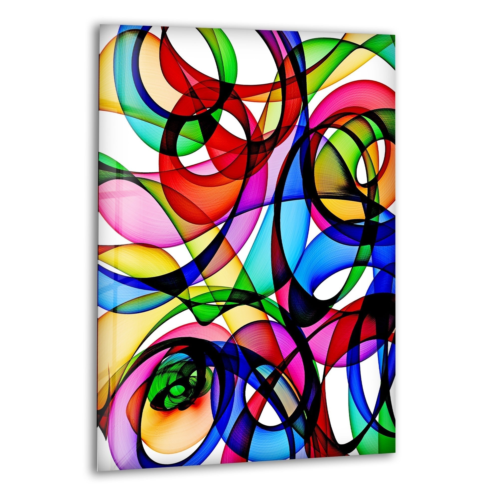Abstract Circles Glass Wall Art - Modern Geometric Home Decor for Living Room, Bedroom & Office - Handmade Glass Wall Hangings for Stylish Interior Design